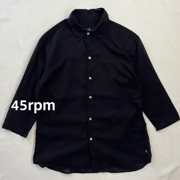 45rpm 코튼 거즈 셔츠 7부 소매 겉옷 비침 블랙 L