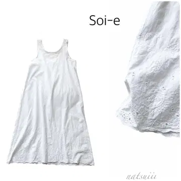 Soi-e 소이 . 컷워크 자수 밑단 스캘럽 코튼 원피스