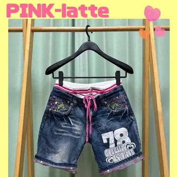 헤이세이 스포티 갸루! PINK-latte 스포티 데님 팬츠