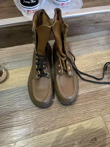 브라운 가죽 하이컷 워크 부츠 빈티지 데드스탁