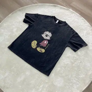 Teod Uppp 반팔 티셔츠 애니메이션 프린트 티 빈티지풍