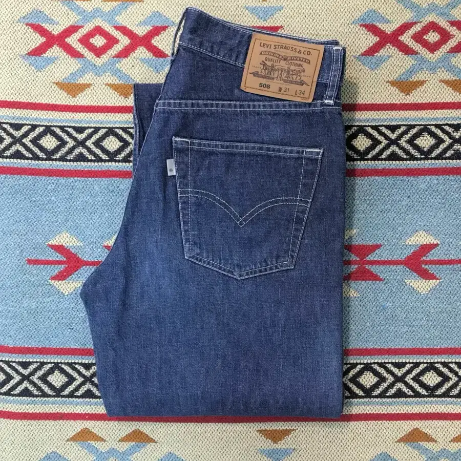 LEVI'S 리바이스 Levi's 508 Medium Blue Raw Stitch Denim Pants