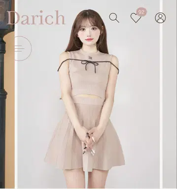 다리치 허리 오픈 스트링 니트 미니 원피스