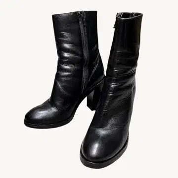 이탈리아 제작 측면 지퍼 가죽 부츠