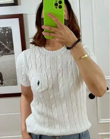 새상품 랄프 로렌 케이블 니트 반팔 XL
