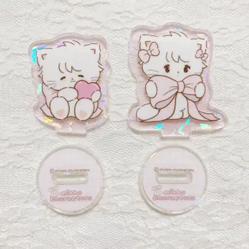 리본 mikko mousse 고양이 무스 아크릴 스탠드 팝업