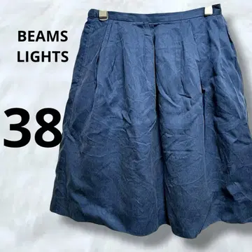 빔즈 LIGHTS 플레어 스커트 무릎 기장 스커트 허리밴딩 블루