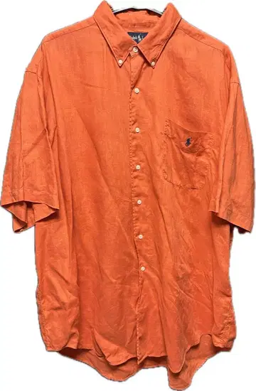 Ralph Lauren 오렌지 반팔 린넨 셔츠 marlowe XL