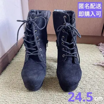 블랙 스웨이드 레이스업 부츠 [익명 배송]