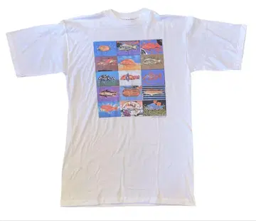 1980년대 미국산 물고기 디자인 티셔츠