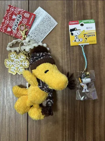 우드스탁 참 마스코트 & 스누피 한신 타이거즈 키링 2개 세트