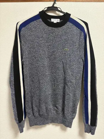 Lacoste 스트라이프 니트 스웨터 그레이