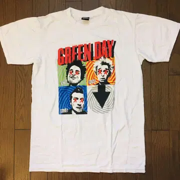 그린 데이 GREEN DAY L 밴딩 티셔츠 락 티셔츠 화이트