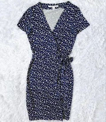 Diane von Furstenberg 기하학 패턴 원피스 실크