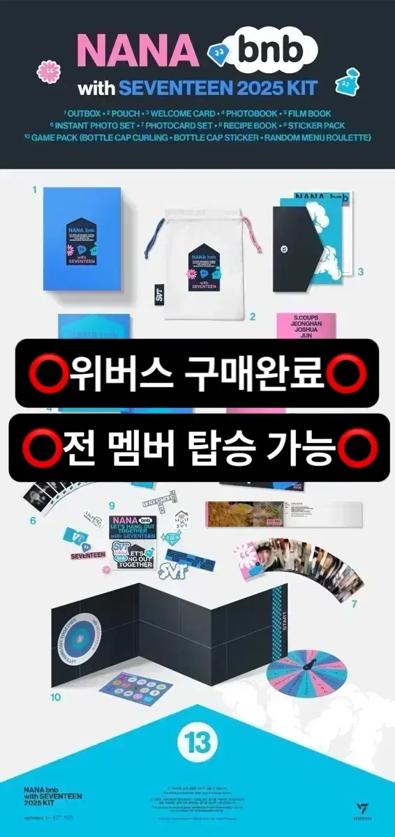 자리많음)세븐틴 2025 나나민박 키트 분철+나나투어