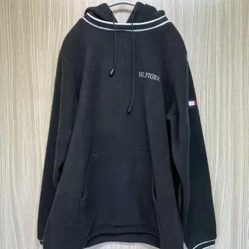 HILFIGER 블랙 플리스 후드티