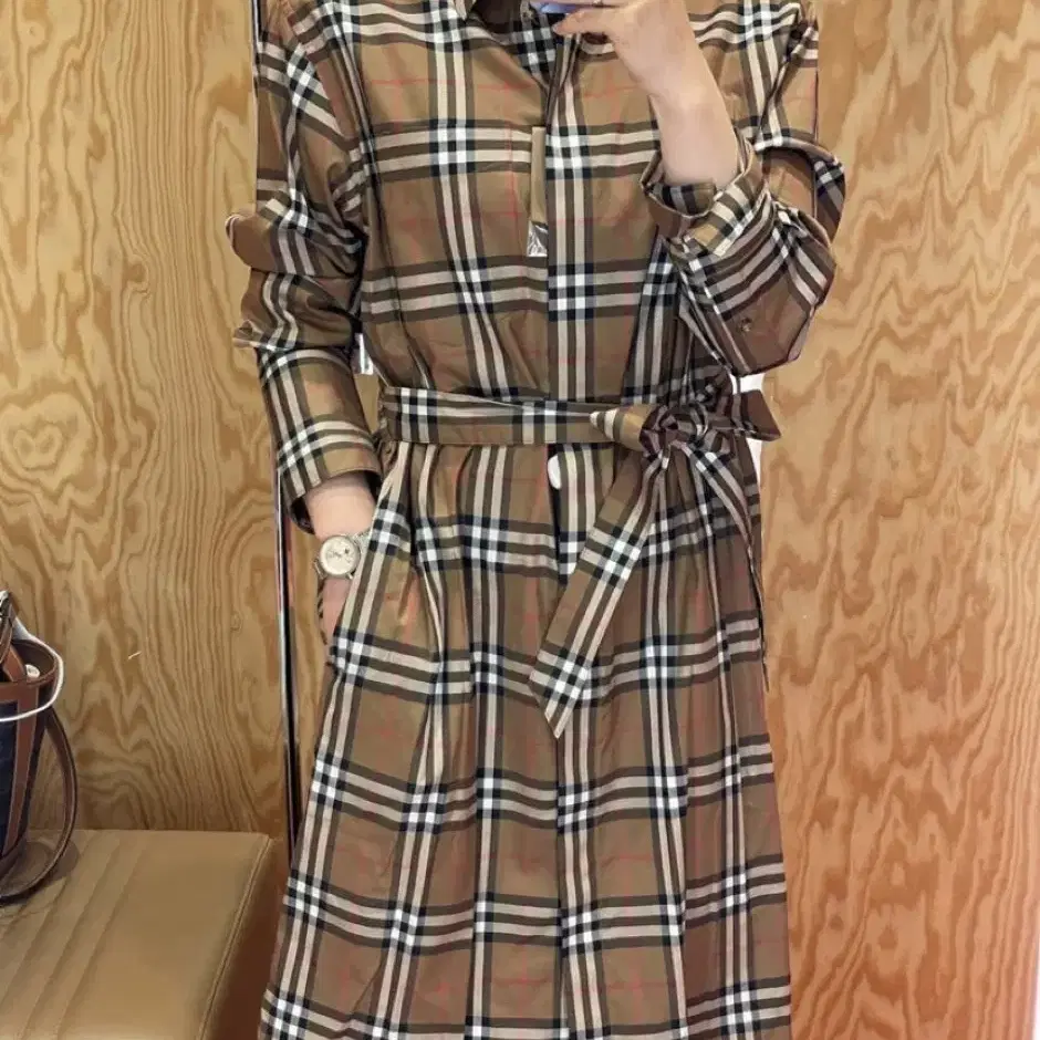 BURBERRY☆DHL発送♪シャツワンピ☆IVERY BURBERRY | 버버리 New) Burberry IVERY Cotton Check Belted