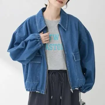 ELENCARE DUE 데님 스텐 칼라 블루종