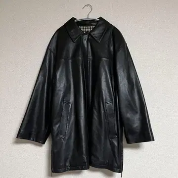 Aquascutum 아쿠아 스큐텀 가죽 오버 사이즈 코트 양가죽