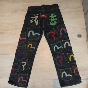 EVISU 컬러풀 자수 데님 팬츠 34x34