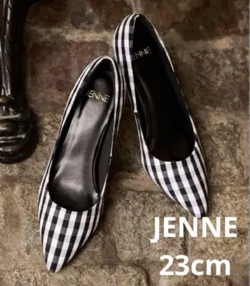 JENNE 체크 무늬 하이힐 블랙 23cm