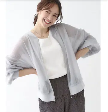 Cutie Blonde 성숙한 비침이 가벼운 시어 레이어드 블루종 L