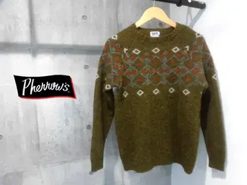 페로우즈 눈 패턴 스노우 패턴 울 니트 스웨터 L 상태 양호