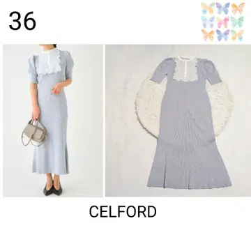CELFORD 자수 요크 니트 원피스, 택 포함