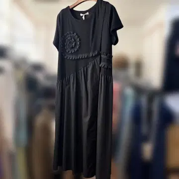 kavach 블랙 프릴 반팔 A 라인 원피스 새상품