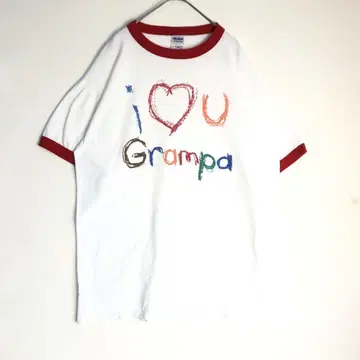 2998 i love you Grampa 링거 T 셔츠 반팔 화이트