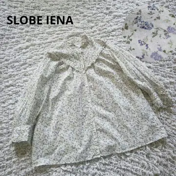 SLOB IENA 플라워 프릴 핀턱 블라우스 7부 소매 프리 코튼