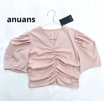 anuans 아누앙스 프론트 개더 숏 탑 핑크 미사용 새상품