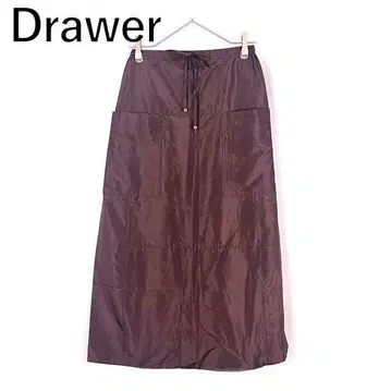 드로어 Drawer 스커트 실크 개더 허리밴딩 브라운