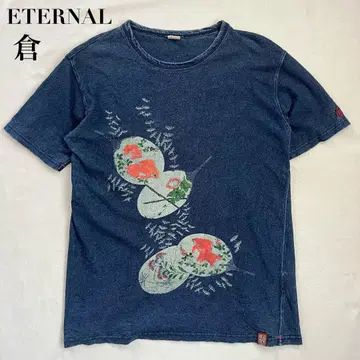 쿠라 ETERNAL 이터널 인디고 일본풍 패턴 잉어 금붕어 티셔츠 XL