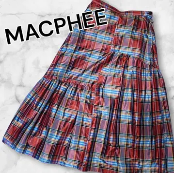 MACPHEE 실크 마드라스 비대칭 티어드 스커트