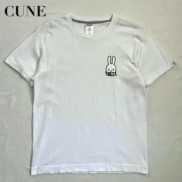 CUNE 큔 티셔츠 M 토끼 흰색 화이트