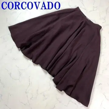 코르코바드 미디 스커트 플레어 스웨이드 블랙 브라운 38 C4409