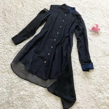 sacai 사카이 셔츠 원피스 비대칭 메쉬 블랙