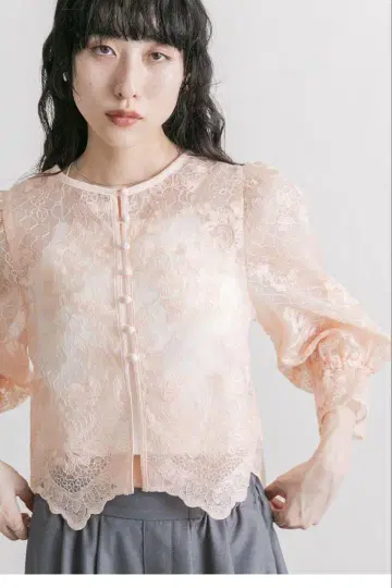 오간자 자수 크롭 블라우스