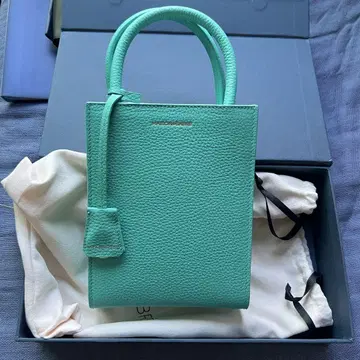 Cyan Blue 가죽 핸드백