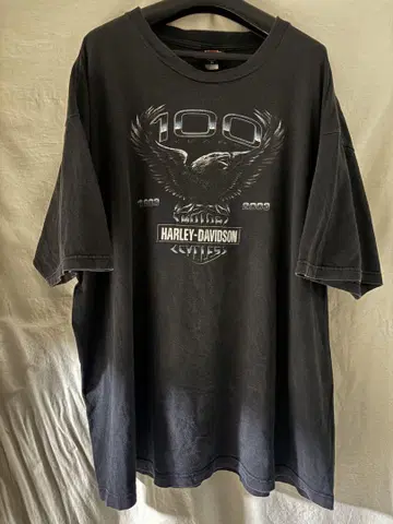 HARLEY-DAVIDSON 100주년 기념 티셔츠 블랙 페이드