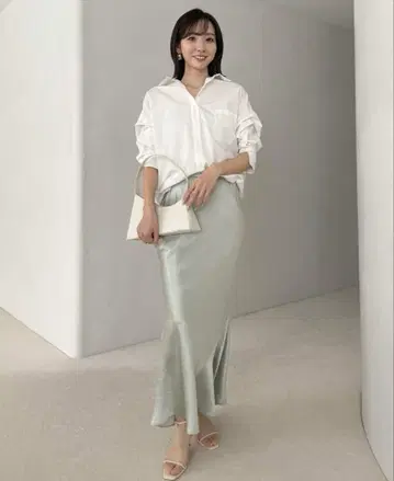 anuans 25SS 아세테이트 새틴 내로우 스커트
