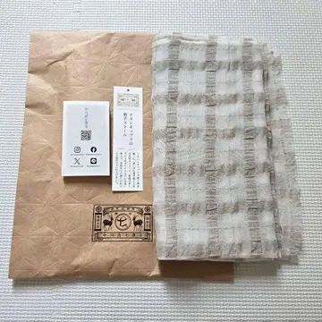 나카가와 마사시치 상점 린넨 큐프라 격자 무늬 스톨