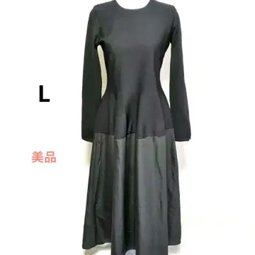 새상품급 블랙 롱 원피스 긴팔 플레어 스커트 원피스 L