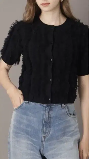 DRESSTERIOR 미사용 새상품 반팔 프린지 니트 2WAY(블랙)