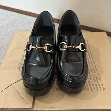 블랙 로퍼 힐 가죽 신발 M 사이즈 24cm