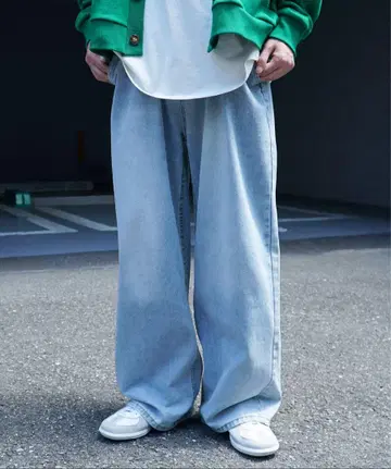 라이트 블루 데님 와이드 팬츠