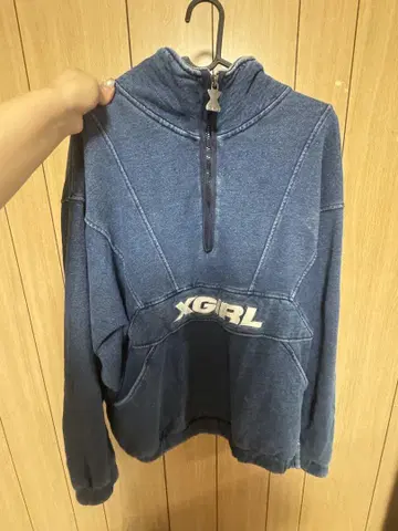 XGIRL 데님 블루 하프 지퍼 트레이닝복