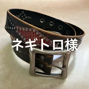 다크 브라운 가죽 스터드 벨트