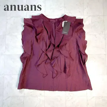 [택 포함] 미사용품 anuans 시어 프릴 블라우스 버건디